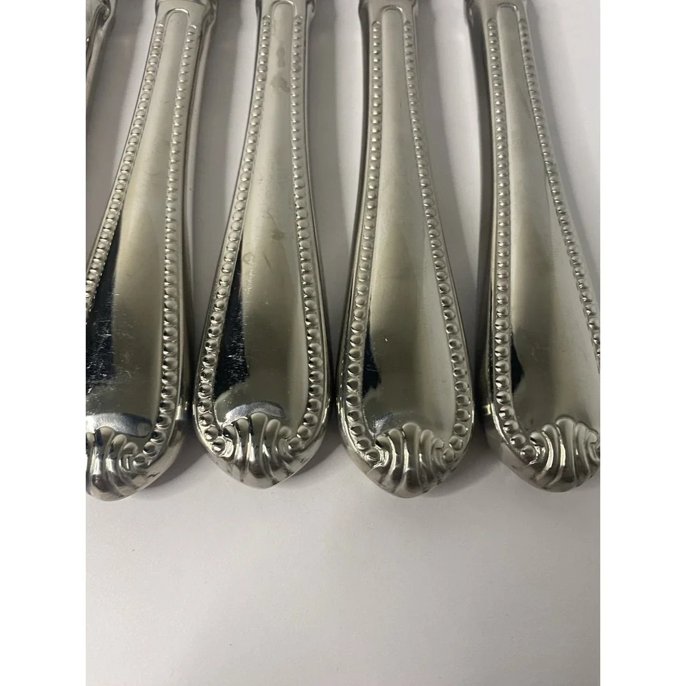 8 Dinner Knives Hollow Lenox BEAD Glossy Plume Tip Stainless 9 1/4